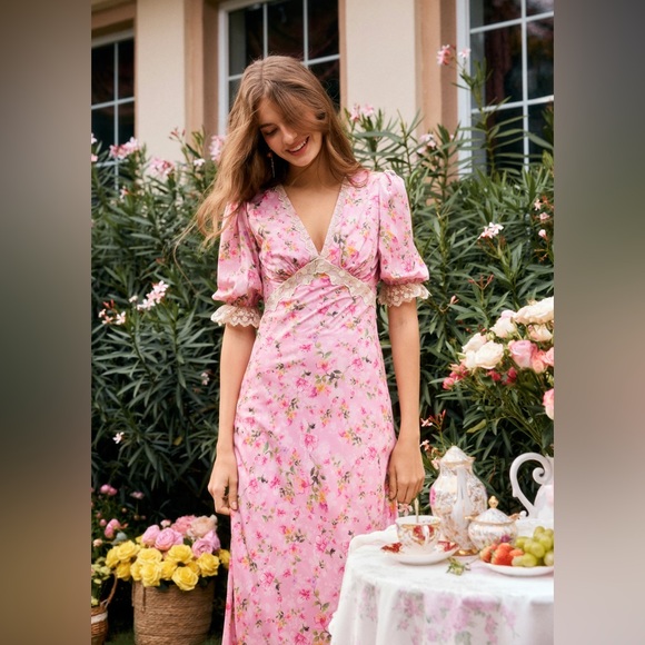 Lait collect Dresses & Skirts - Floral Pink Midi Dress